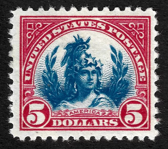 US Scott 573, 1923 Head of Freedom Statue, $5 carmine & blue, M MINT