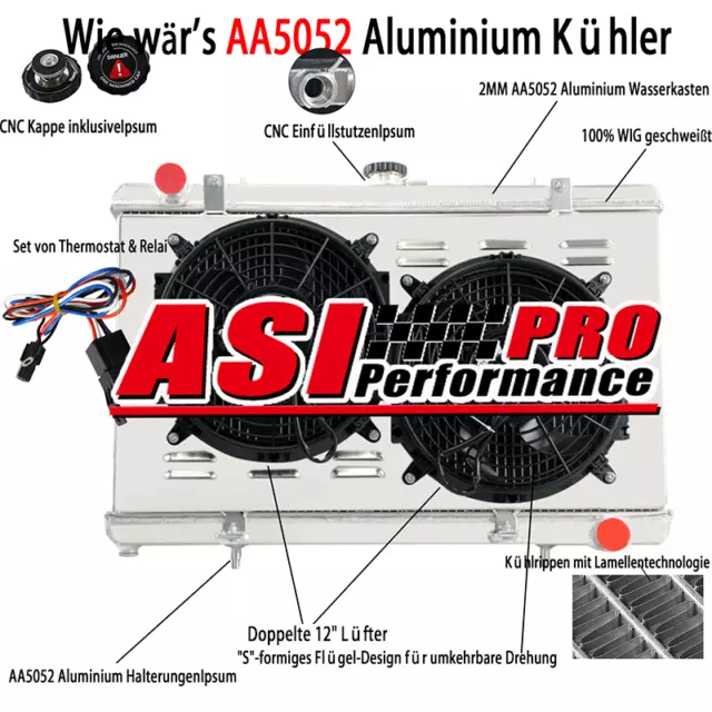 3 Row Kühler+Shroud Lüfter+Relay Für 88-94 NISSAN SILVIA 240SX 180SX S13 SR20DET