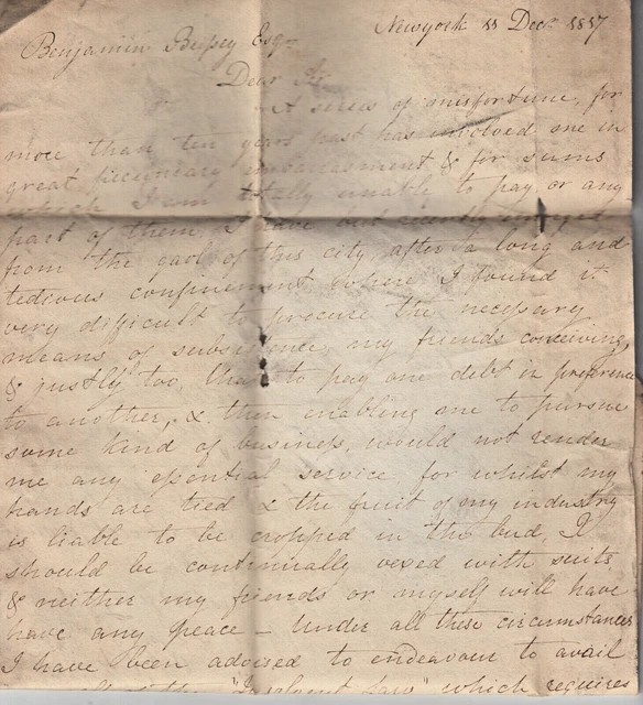 Antique 1857 American Ephemera letter from New York City to Boston Massachusetts