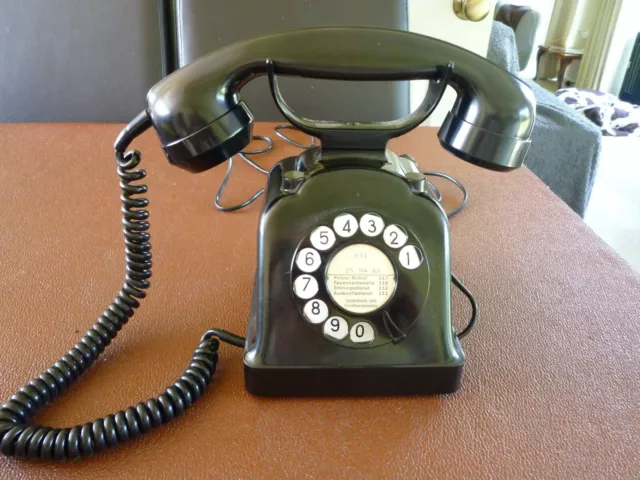 old dial upright vintage european bakelite telephone