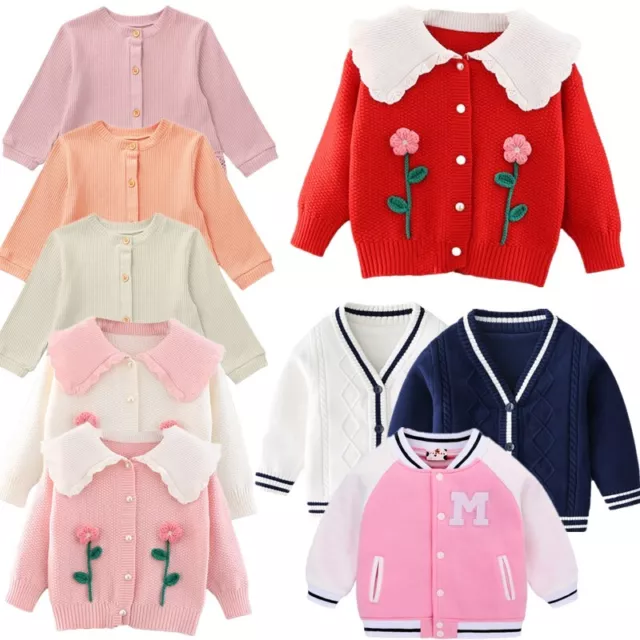 Baby Girls Knitted Cardigan Sweater Toddler Kids Winter Outerwear Warm Coat Tops