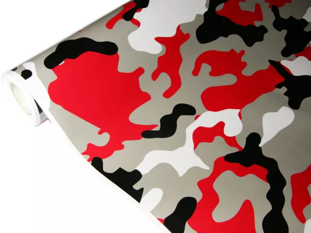 8,19€/m² Camouflage Autofolie 20m x 152cm Luftkanäle Schwarz W Rot #19