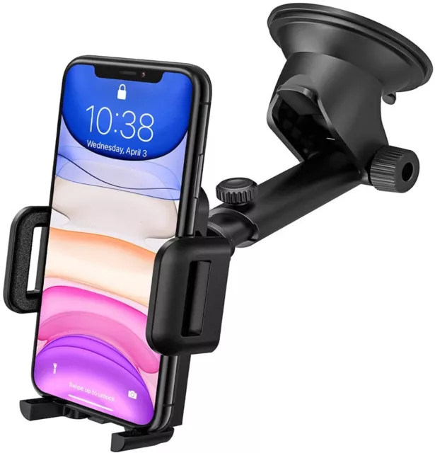Support Téléphone Voiture Ventouse GPS iPhone Android Smartphone Universel Noir