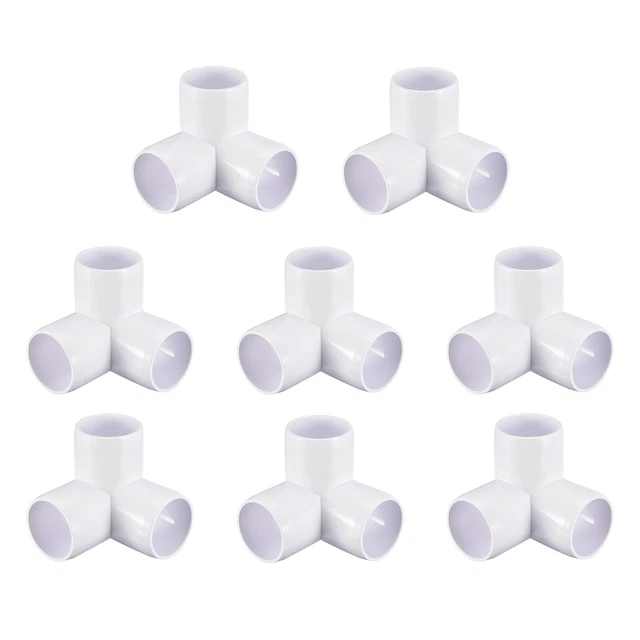 8Pack 3 Way PVC Elbow Fittings, 1-1/4 Inch PVC Pipe Fitting Connectors