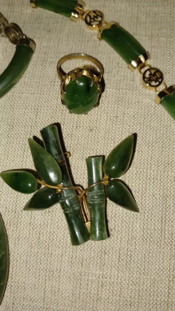 Schmuck Konvolut Jade grün antik vintage NACHLASS gold silber Auflösung