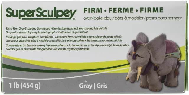 SCULPEY Super Firm Oven Bake Polymer Clay Grey 1lb 454gm Professional Modeling 2