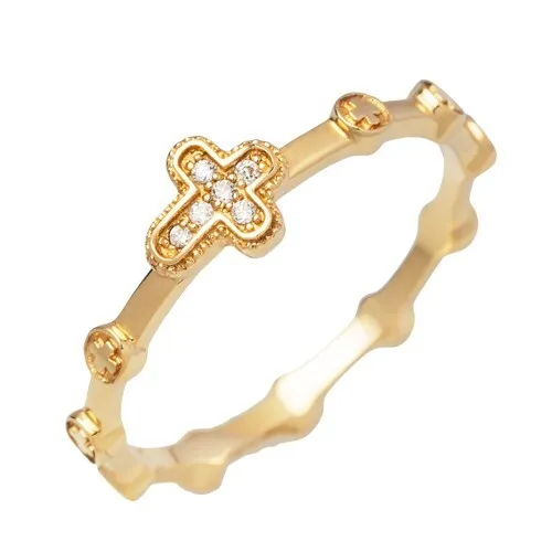 Rosary Ring PR87 10K Real Solid Gold Catholic Christian Ring (US 4 ~ 11)