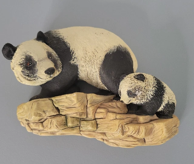 Pandas Bossons Congleton Endland Chalkware Figurine Wall Hanging 1977 Signed Abw