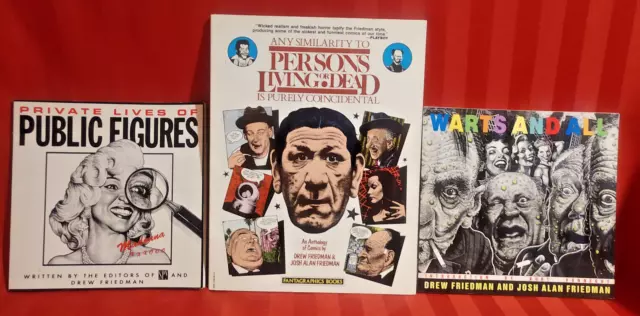 Drew Friedman Lot (1st Ed. Any Similarity...,Warts & All, Public Figures) NICE!