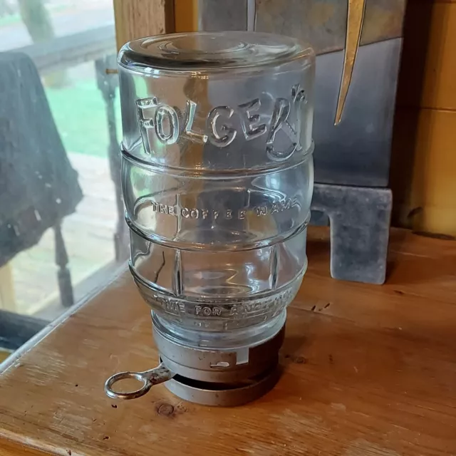 Vintage 1930s Glass Folgers Coffee 8" Dispenser Works