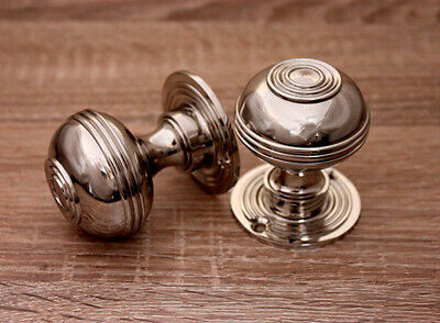 Solid Brass Antique Style Bloxwich Mortice Door Knob Handle Nickel Pair of New