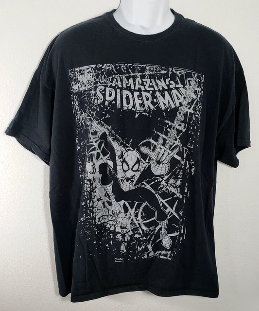 Marvel Comics TShirt The Amazing Spiderman Graphic  Mens 2XL Black Casual