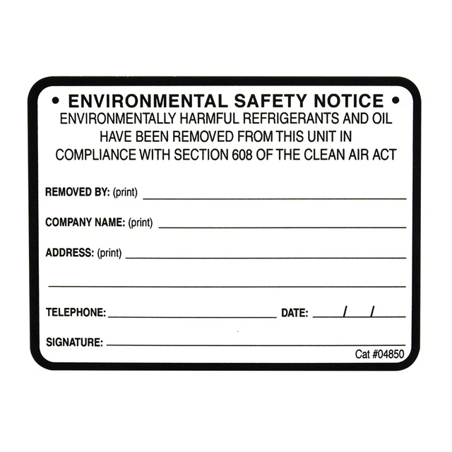 Environmental Safety Notice Label # 04850 , SOLD EACH