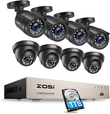 DVR 1080P Caméra de Surveillance Extérieure IR 20m Disque dur 1T Lee ZOSI 8CH H.265 