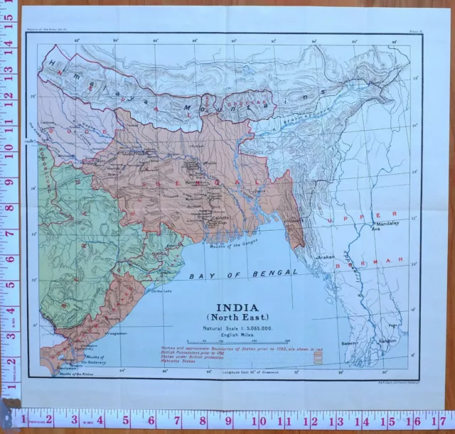 Map/Battle Plan India North East British Possession 1792 Mahratta States