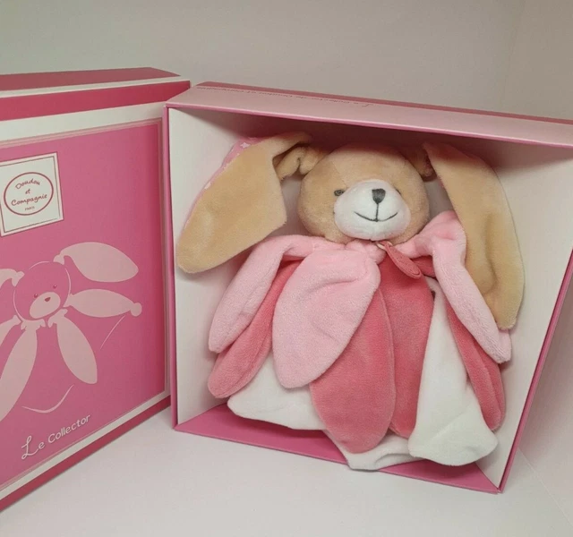 Doudou & et Compagnie plat Collector Lapin beige pétale rose étoile blanc NEUF