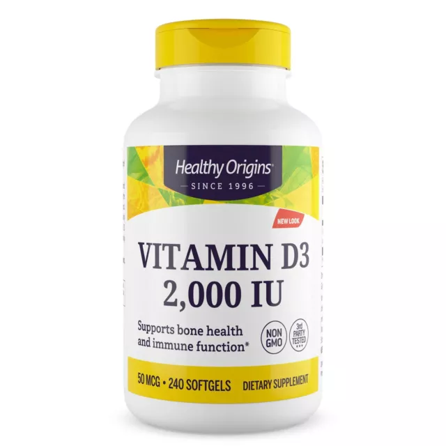 Healthy Origins Vitamina D3 2,000iu 240 Cápsulas Salud Inmune & Fuerte Huesos