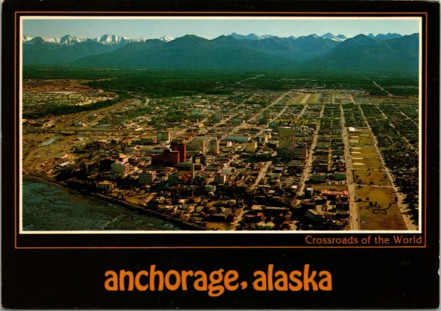 6 X 4" Postcard - Anchorage ALASKA Aerial Downtown Delaney Park Merrill Field