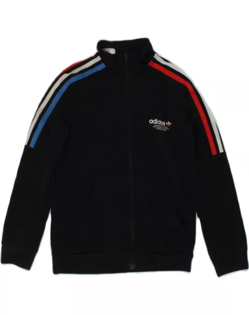 ADIDAS Boys Tracksuit Top Jacket 9-10 Years Black Polyester H204