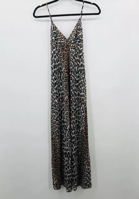 VTG 70’s Vanity Fair Leopard Print  Long Silky Nylon Antron Nightgown Size 34