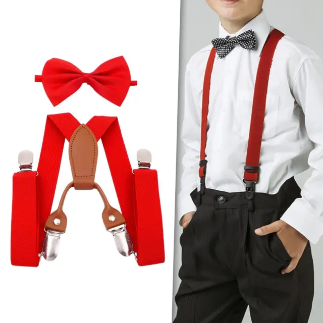KIDS SUSPENDERS AND Bow Tie Y Back Tuxedo Suspenders for Child Dance  Costume $19.10 - PicClick AU