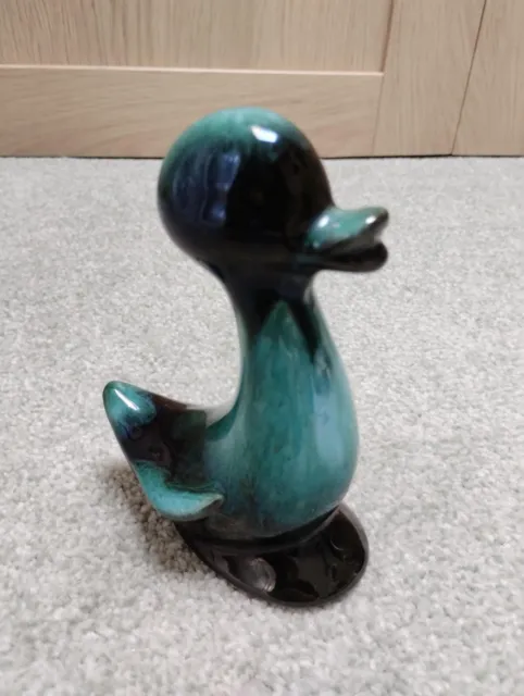 Blue Mountain Pottery - Duck Figure Green and Black drip glaze 2
