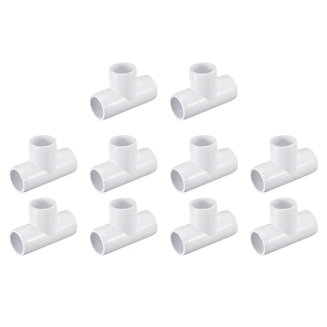 10Pack 3 Way Tee PVC Fittings, 1/2 Inch PVC Pipe Fitting Connectors