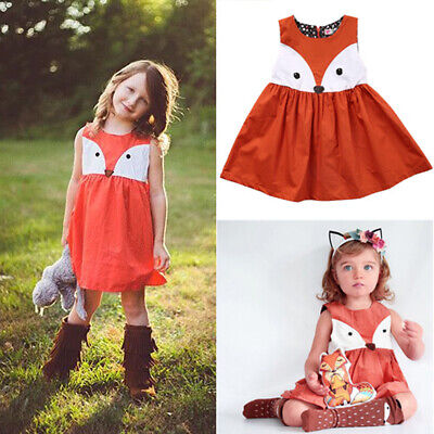 Toddlers Infant Baby Girls Clothes Fox Dress Sleeveless Cosplay Skirts Outfits