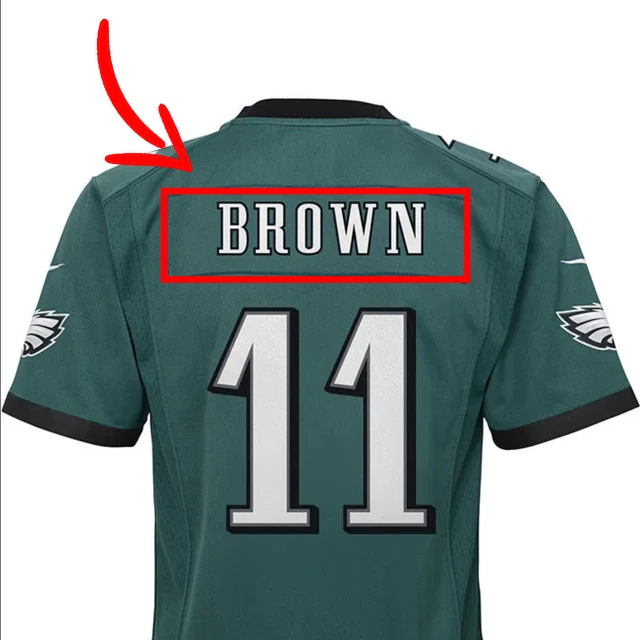 PHILADELPHIA EAGLES AJ BROWN NAME PLATE IRON ON HEAT TRANSFER Football