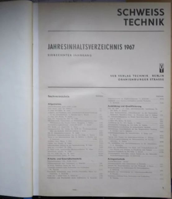 Schweißtechnik 1967, Jahrbuch - Schweißmetallurgie Schweißen Sonderverfahren.. 3