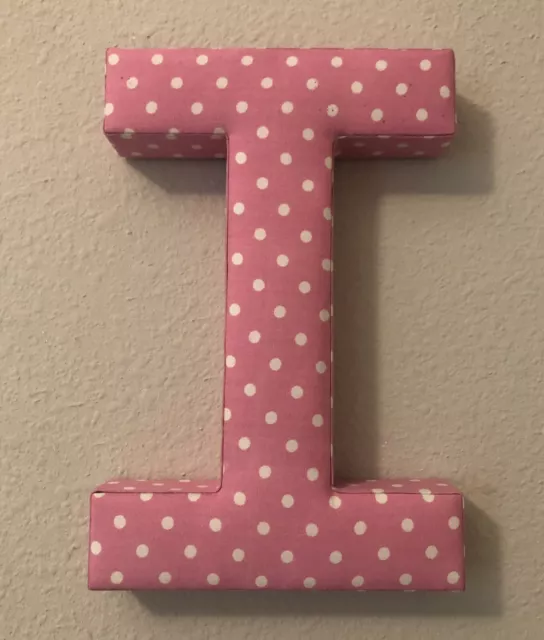 Fabric Covered Wall Letter - Pink Polkadot- Letter I