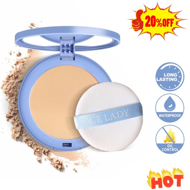 SACE DAMA Base Natural Polvo Prensado Seda Suave Niebla Maquillaje de Larga Durabilidad-