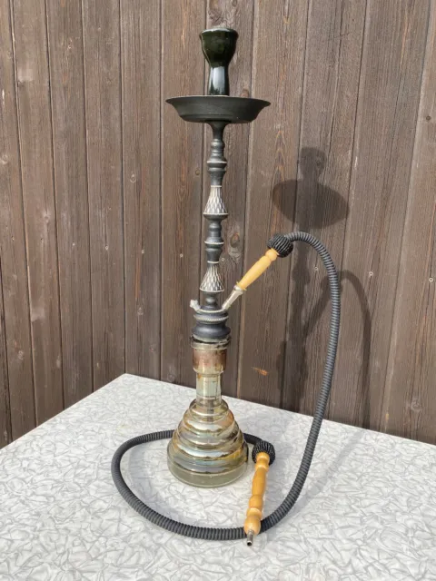 Neu Shisha schwarz/silber ca. 73cm hoch, Rauchsäule 2-teilig, schwere Qualität