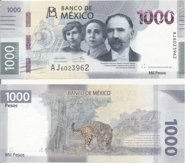 Mexico / Mexiko - 1000 Pesos 2021 UNC - Pick New, Serie AJ