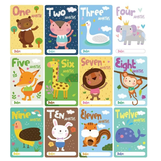 Infant Age Card Cards with 0-12 Months Pictures Cards Growth Souvenirs
