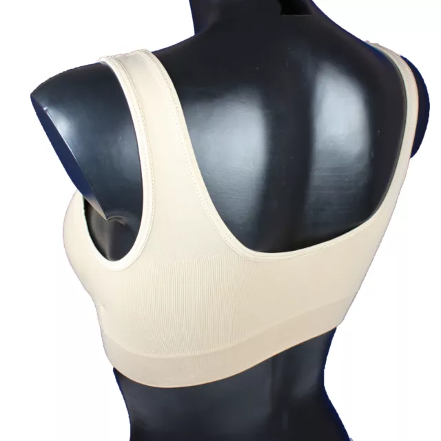 nahtlos Push up BH Sport Form Bra ohne Bügel beige Sporttop Top Bustier