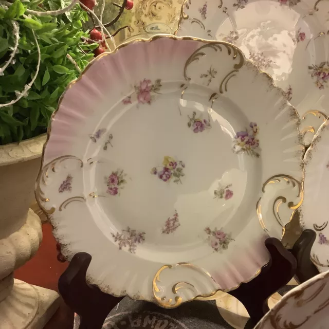 (4) Antique~KPM Germany~Dessert Plates~7.5” Round~White w/Small Florals~Lovely~ 3