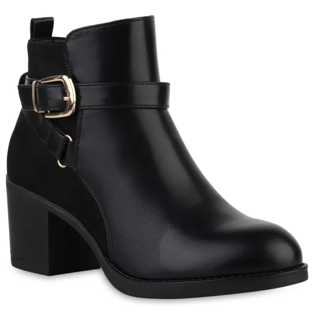 Damen Leicht Gefütterte Ankle Boots Stiefeletten Schnallen 840642 Schuhe