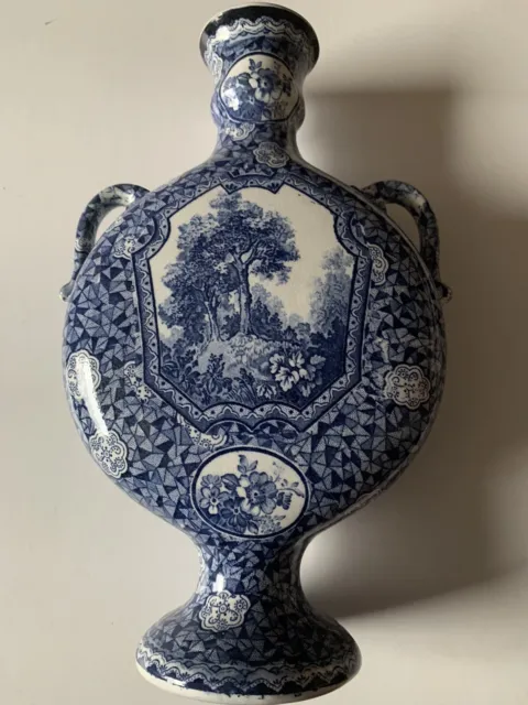 Franz Anton Mehlem Bonn Vase - Flamand Dekor Blaumalerei Jugendstil