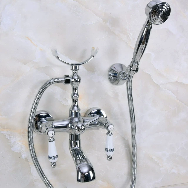 Wall Mount Chrome Brass Bathroom Tub Faucet Hand Shower Mixer Water Tap 2na240