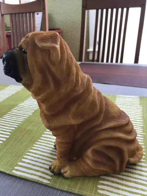 Chinese Sharpei Shar Pei Dog Wrinkles Resin Figurine Statue 8 Inch tall EUC