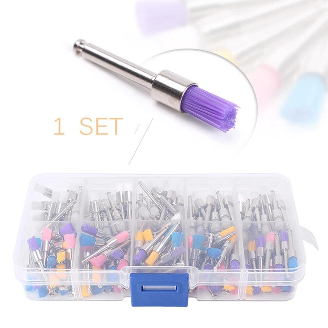 200PCS Dental Polishing Polisher Nylon Latch Flat Prophy White Colorful Brush