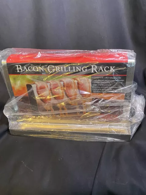 CHARCOAL COMPANION Bacon Grill Rack Dual Grease Basins NWT STAINLESS STEEL