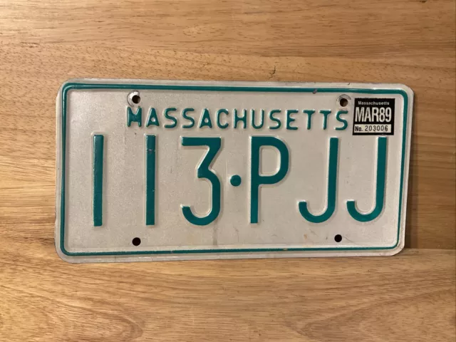 Vintage 1989 Massachusetts license plate # 113 PJJ