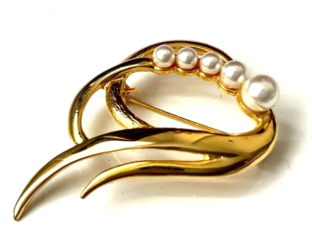 Broche Vintage Dorée Signée Daxon – Bijou Fantaisie Rétro | Occasion En Bon état