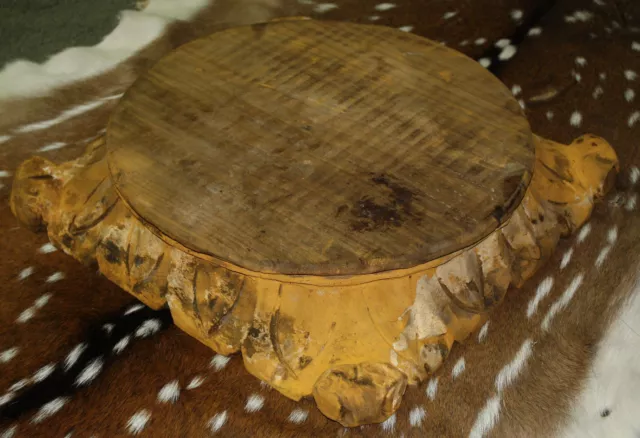 *Carved Wooden PEDESTAL Base RISER ARCHITECTURAL Capital Cheese Cake Plant Stand
