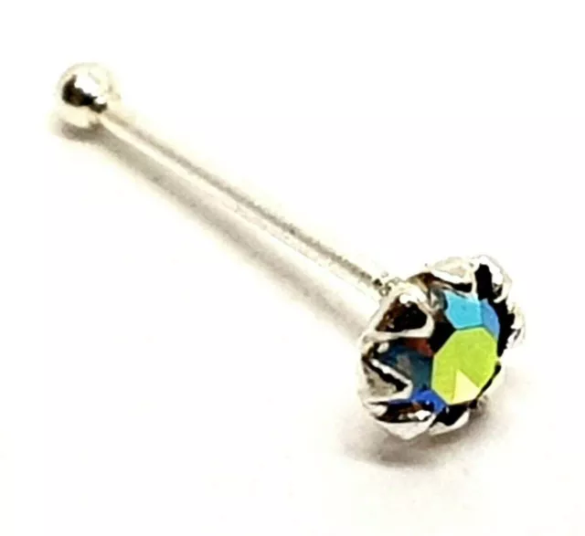 Perno de nariz 2 mm AB CZ Rainbow Cute 22 g (0,6 mm) Perno de bola de plata...