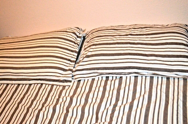 Pottery Barn Kids Lakehouse Stripe -Chocolate FQ Duvet & 2 Standard Shams *Rare*