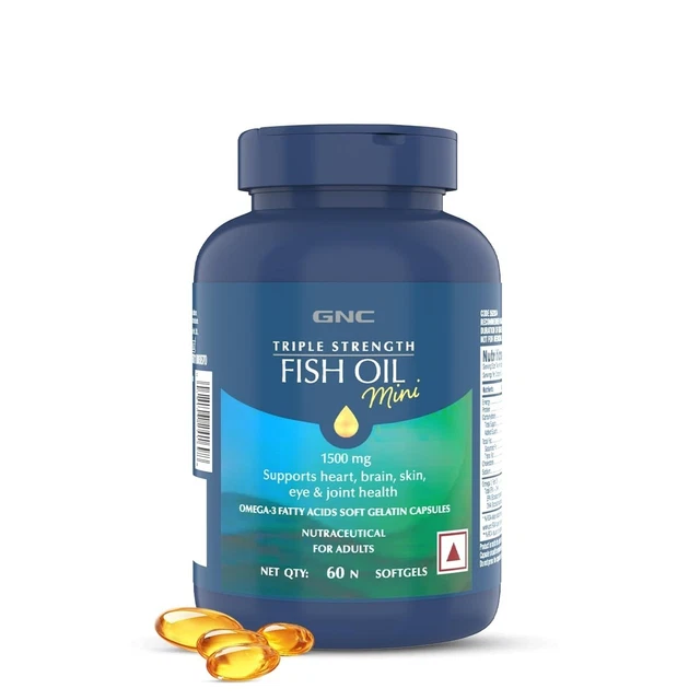 GNC 1500 MG Triple Strength Fish Oil Mini Omega 3 Softgels For Men ...