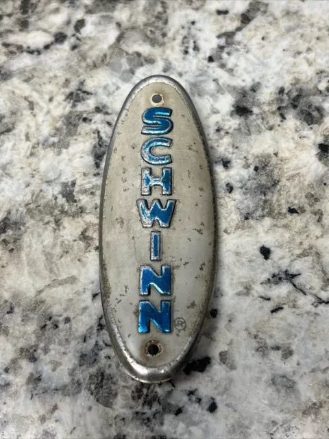 Vintage Schwinn Head badge-Chicago, Includes Original -White-Blue Letters Vintage Schwinn Head badge-Chicago, Includes Original -White-Blue Letters